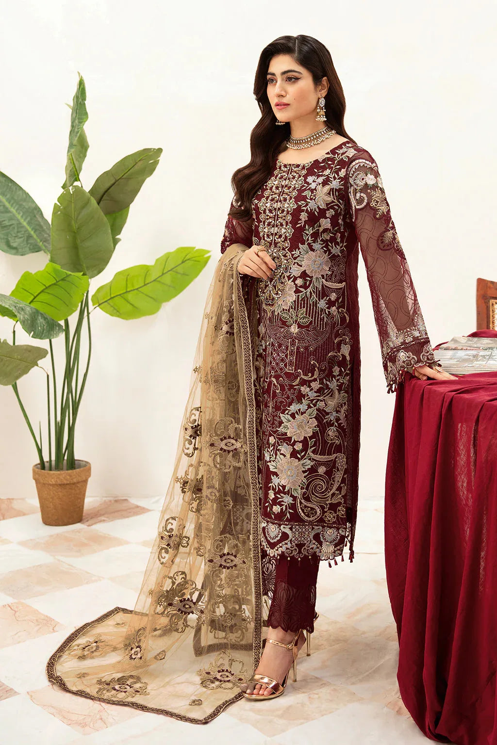 Ramsha | Minhal Organza Collection | M-1003 - Aqsa Fabrics