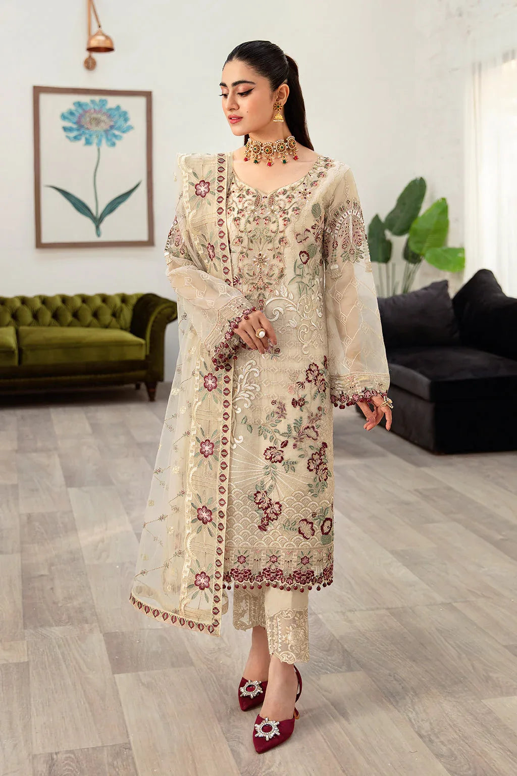 Ramsha | Minhal Organza Collection | M-1004 - Aqsa Fabrics