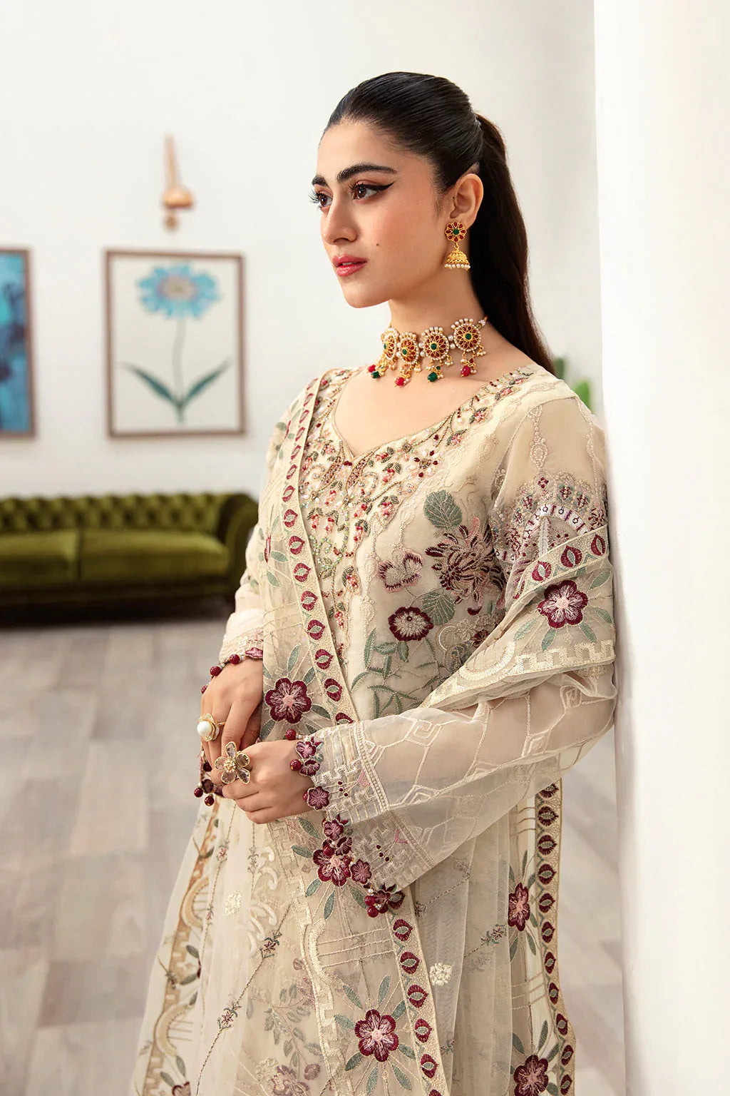 Ramsha | Minhal Organza Collection | M-1004 - Aqsa Fabrics