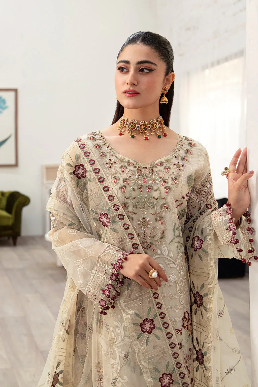 Ramsha | Minhal Organza Collection | M-1004 - Aqsa Fabrics