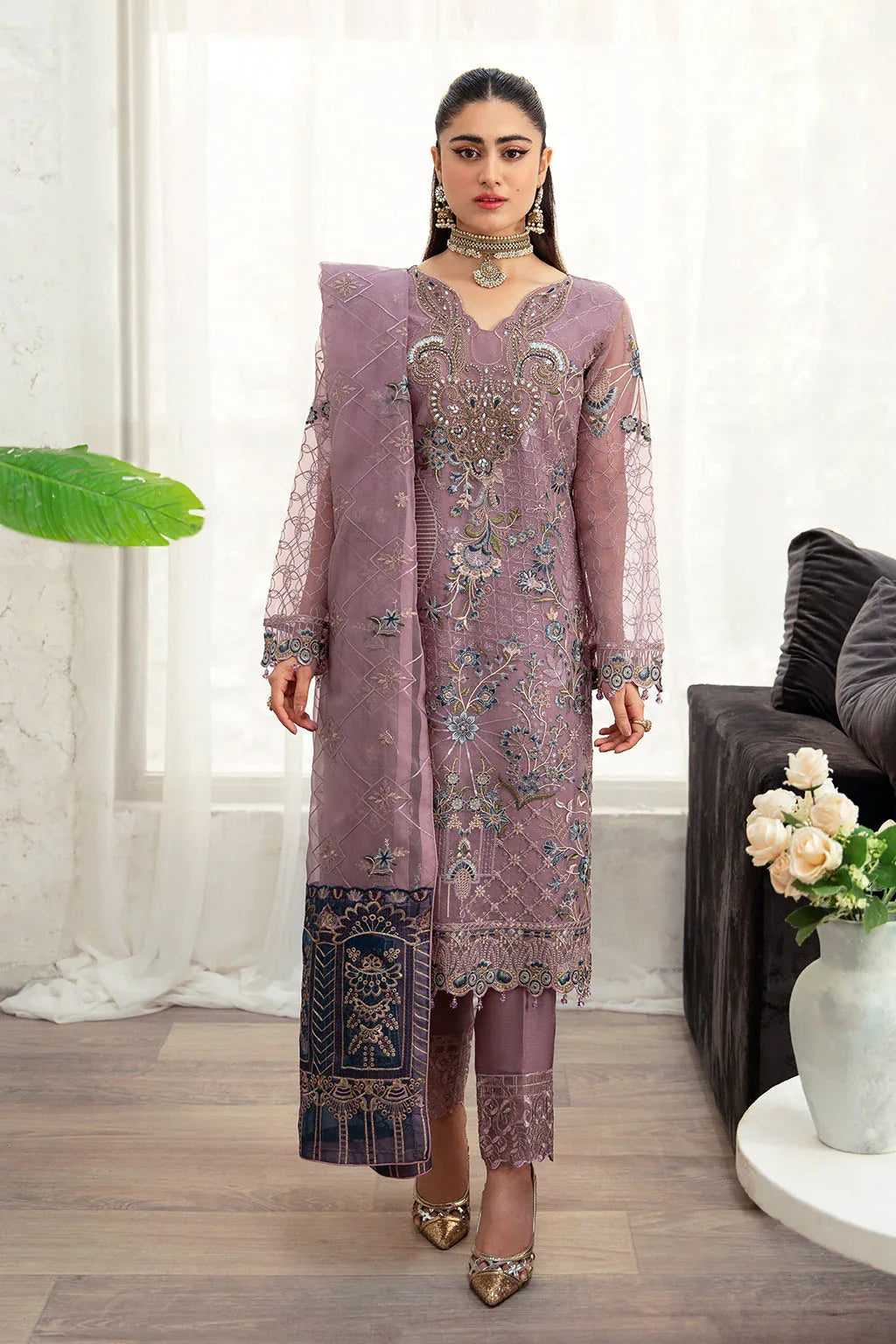 Ramsha | Minhal Organza Collection | M-1005 - Aqsa Fabrics