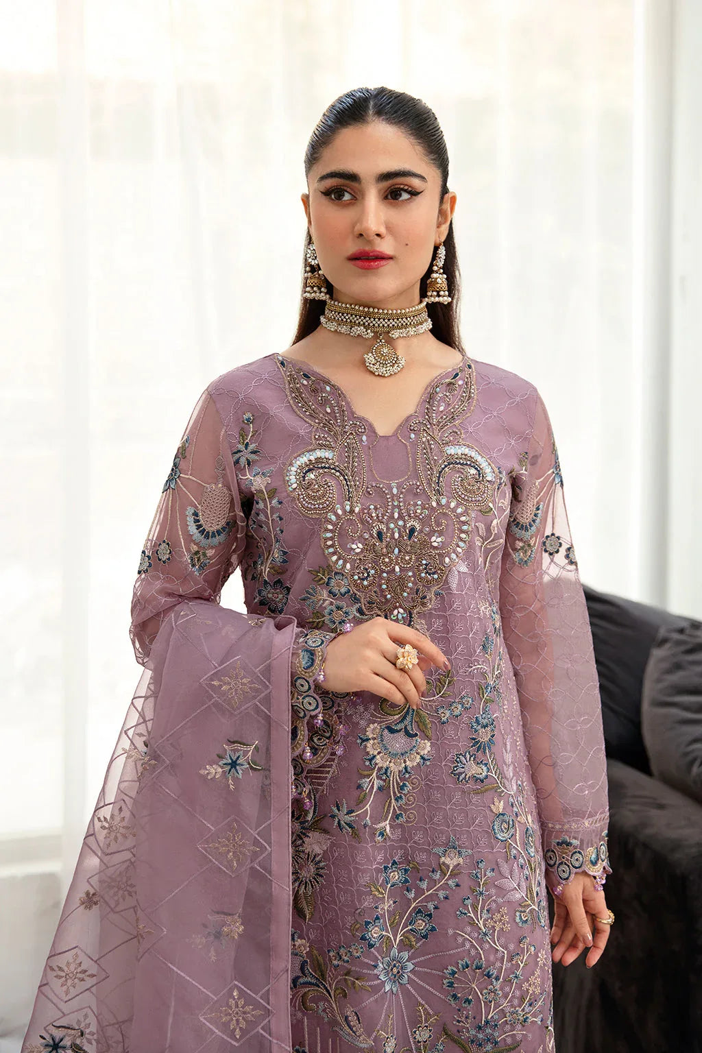 Ramsha | Minhal Organza Collection | M-1005 - Aqsa Fabrics