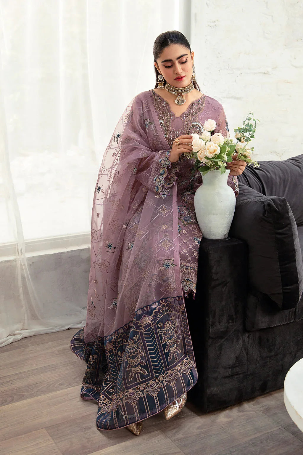 Ramsha | Minhal Organza Collection | M-1005 - Aqsa Fabrics