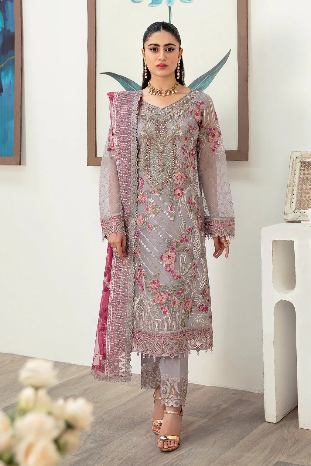 Ramsha | Minhal Organza Collection | M-1008 - Aqsa Fabrics