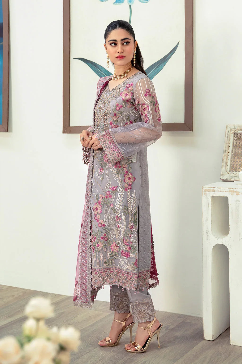 Ramsha | Minhal Organza Collection | M-1008 - Aqsa Fabrics