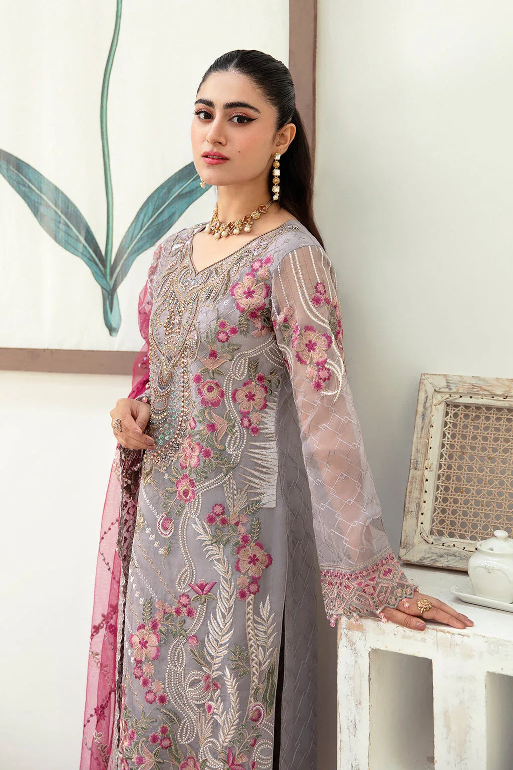 Ramsha | Minhal Organza Collection | M-1008 - Aqsa Fabrics