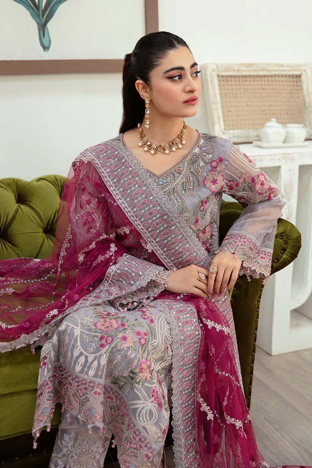Ramsha | Minhal Organza Collection | M-1008 - Aqsa Fabrics