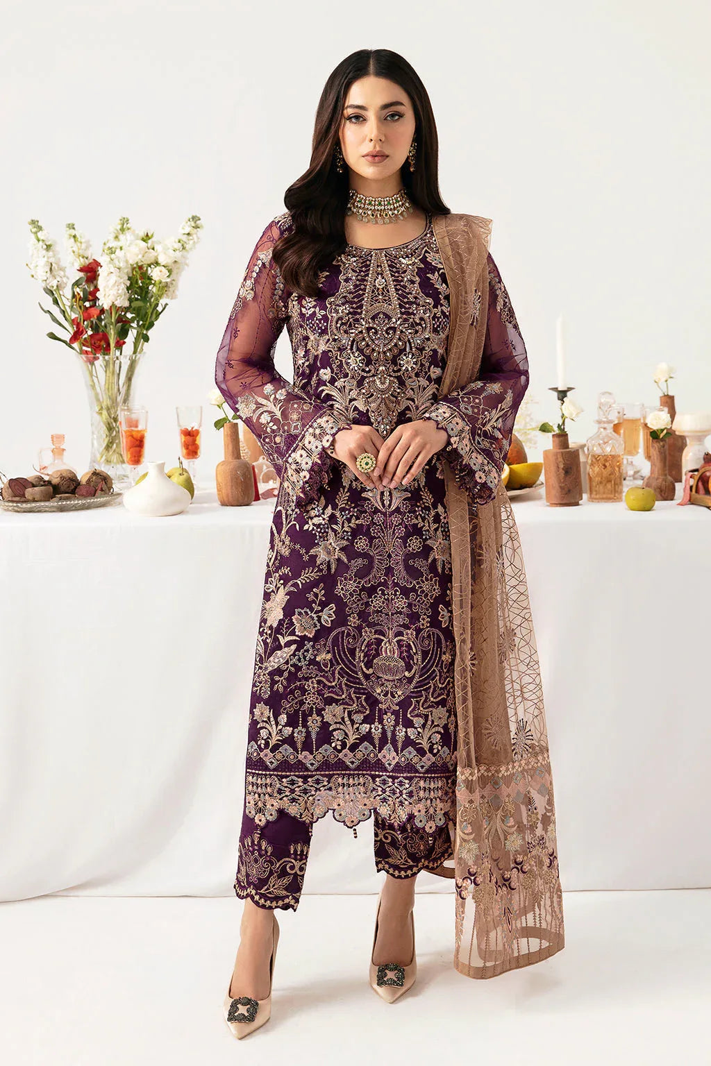 Ramsha | Minhal Organza Collection | M-1109 - Aqsa Fabrics