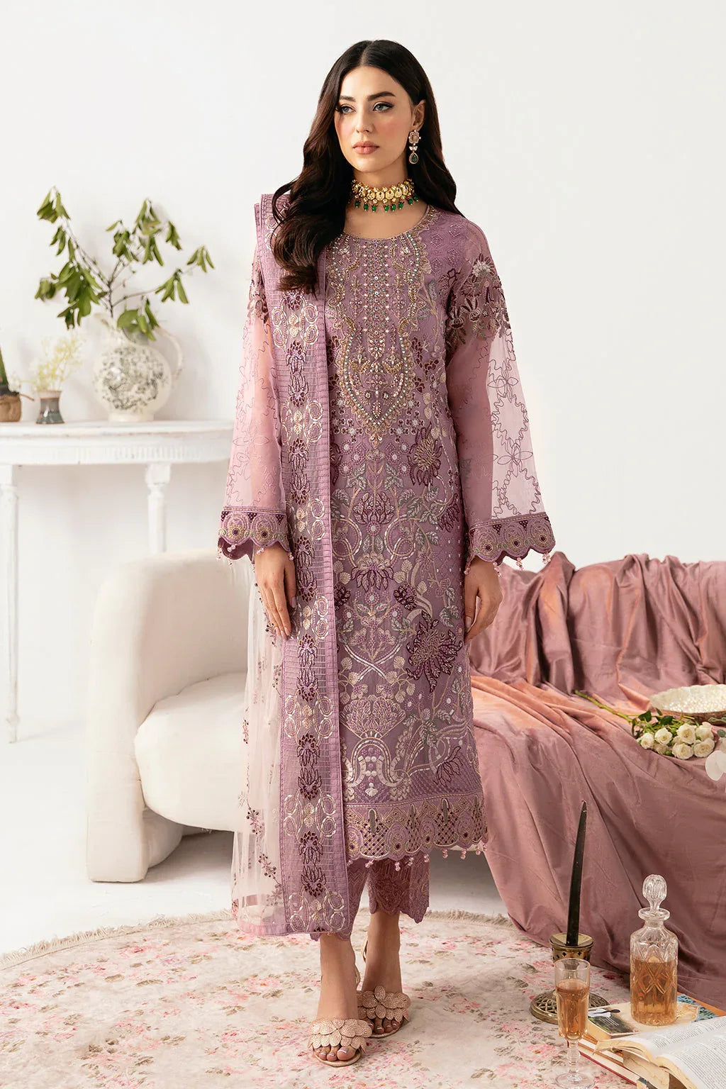 Ramsha | Minhal Organza Collection | M-1107 - Aqsa Fabrics