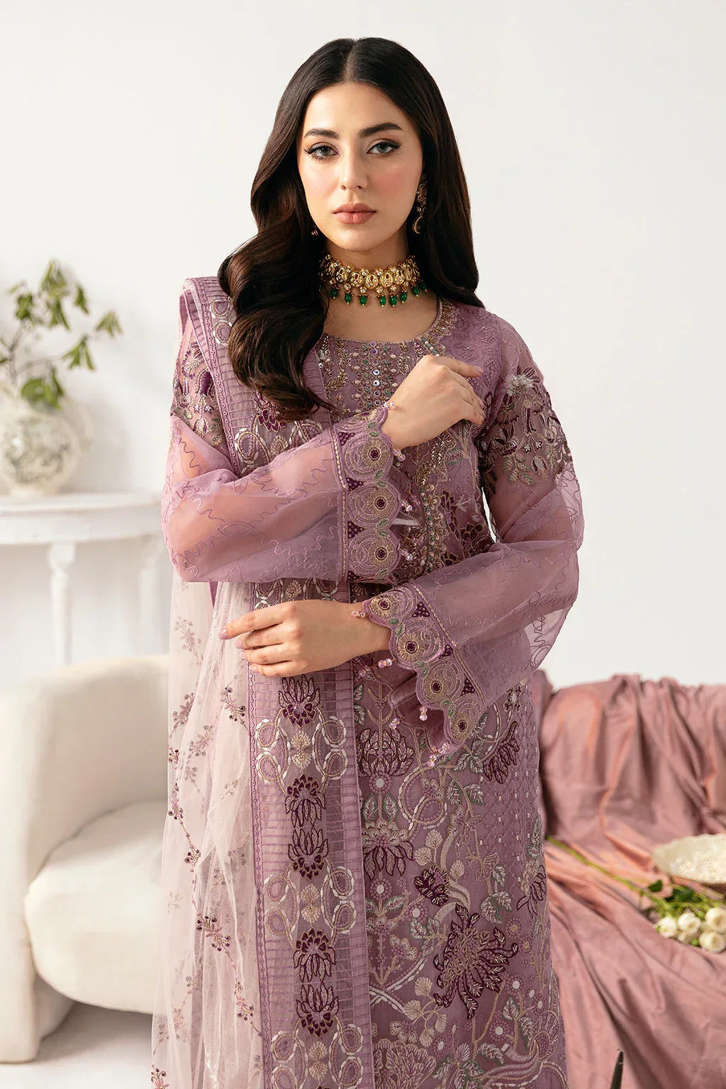 Ramsha | Minhal Organza Collection | M-1107 - Aqsa Fabrics