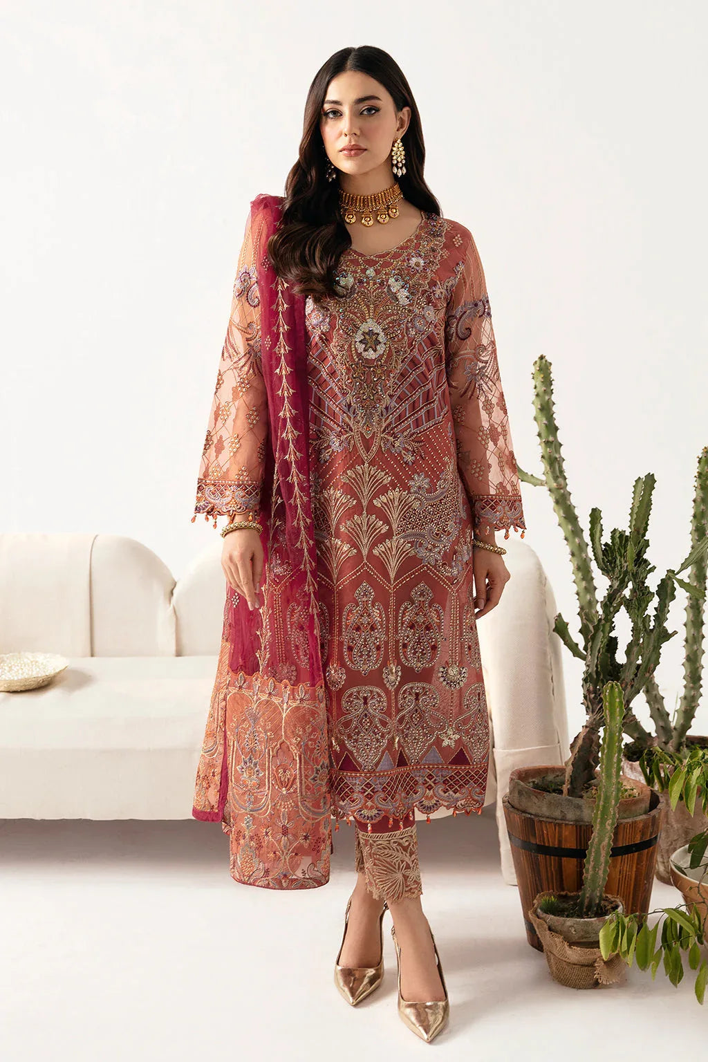 Ramsha | Minhal Organza Collection | M-1103 - Aqsa Fabrics