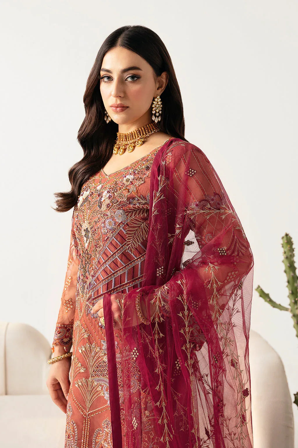 Ramsha | Minhal Organza Collection | M-1103 - Aqsa Fabrics
