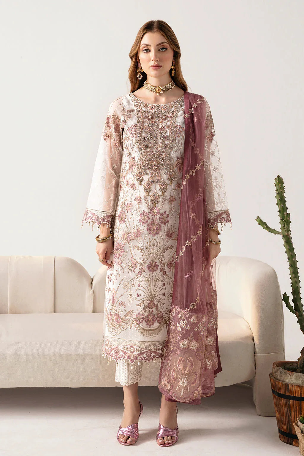 Ramsha | Minhal Organza Collection | M-1102 - Aqsa Fabrics