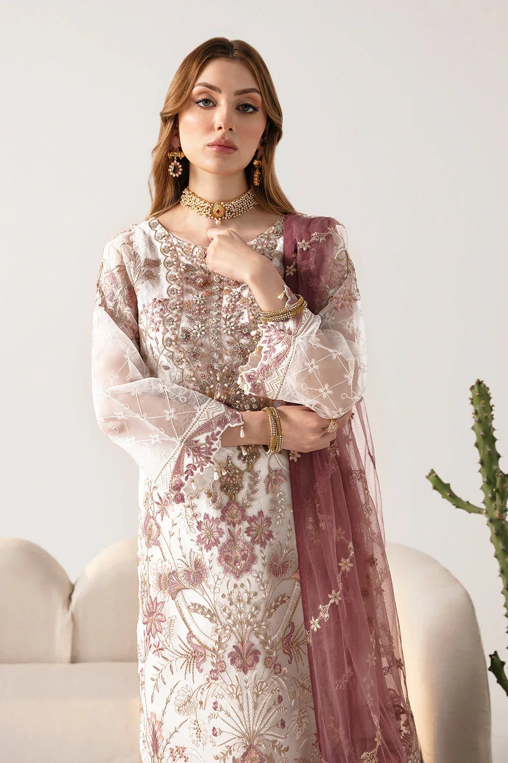 Ramsha | Minhal Organza Collection | M-1102 - Aqsa Fabrics