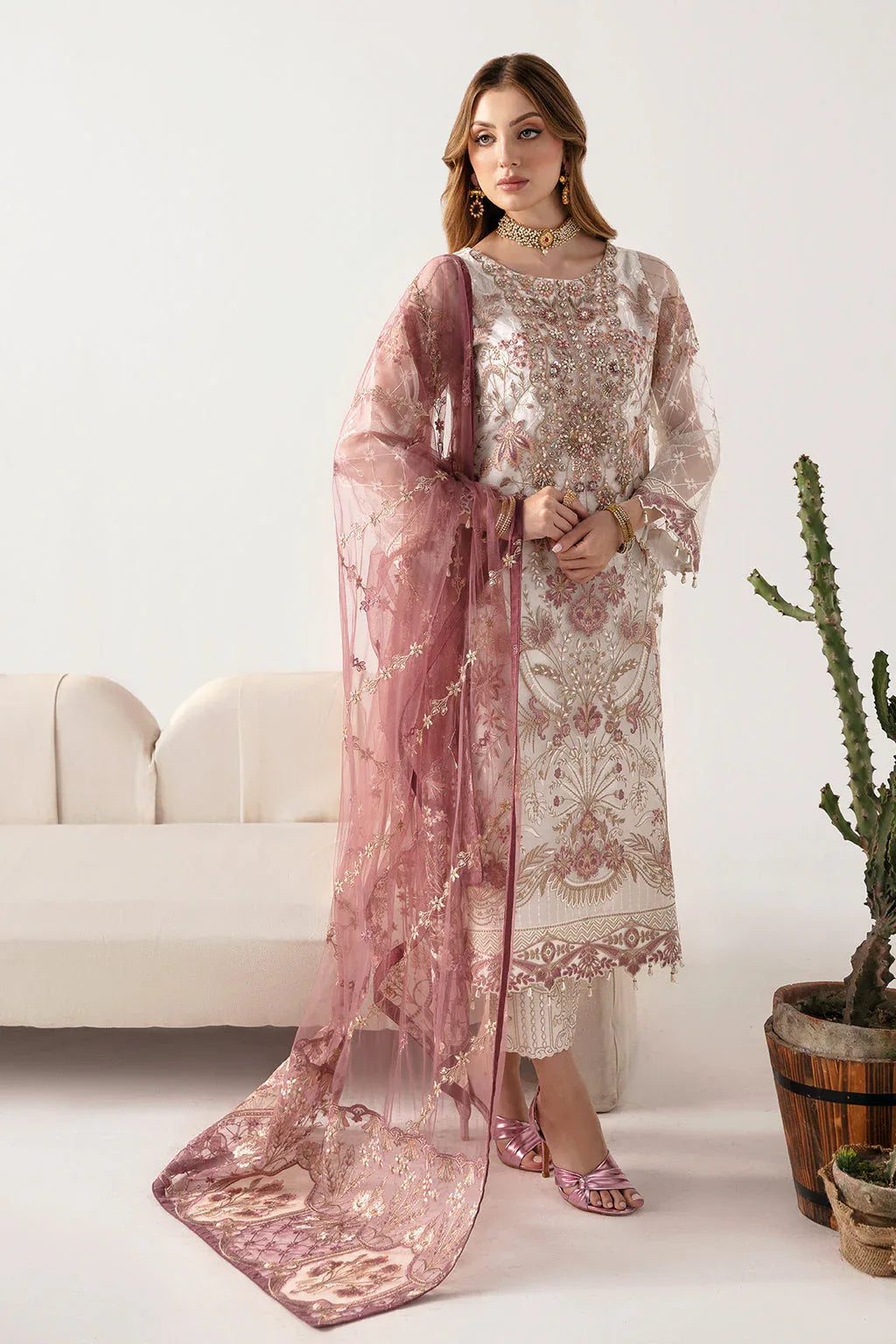 Ramsha | Minhal Organza Collection | M-1102 - Aqsa Fabrics