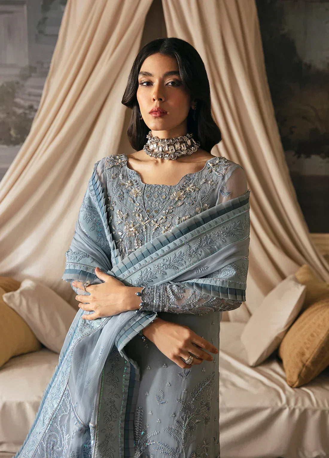 Gulaal | Embroidered Chiffon 23 | Zuria - Aqsa Fabrics