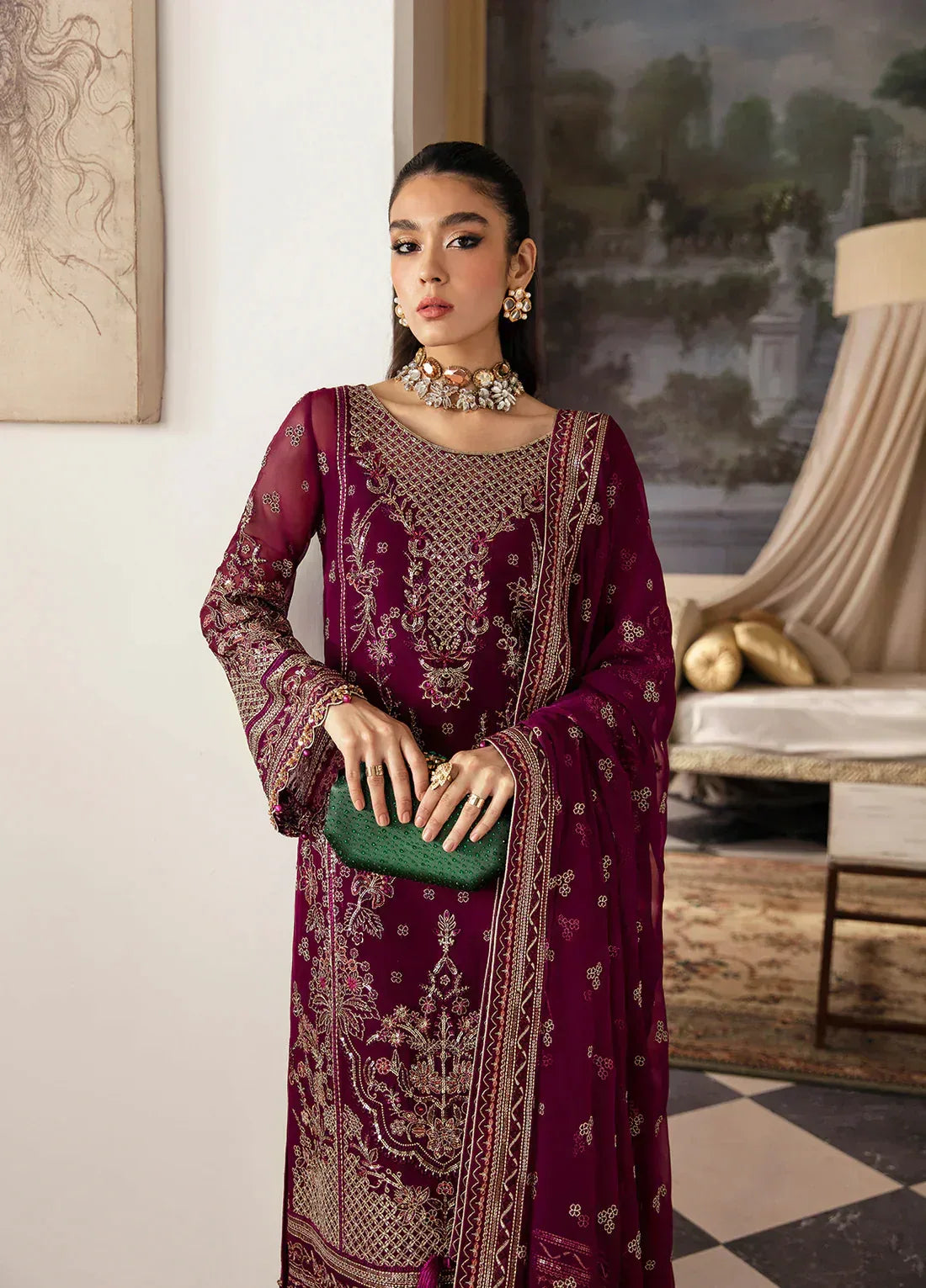 Gulaal | Embroidered Chiffon 23 | AYSA GL-EC-23V1-07 - Aqsa Fabrics