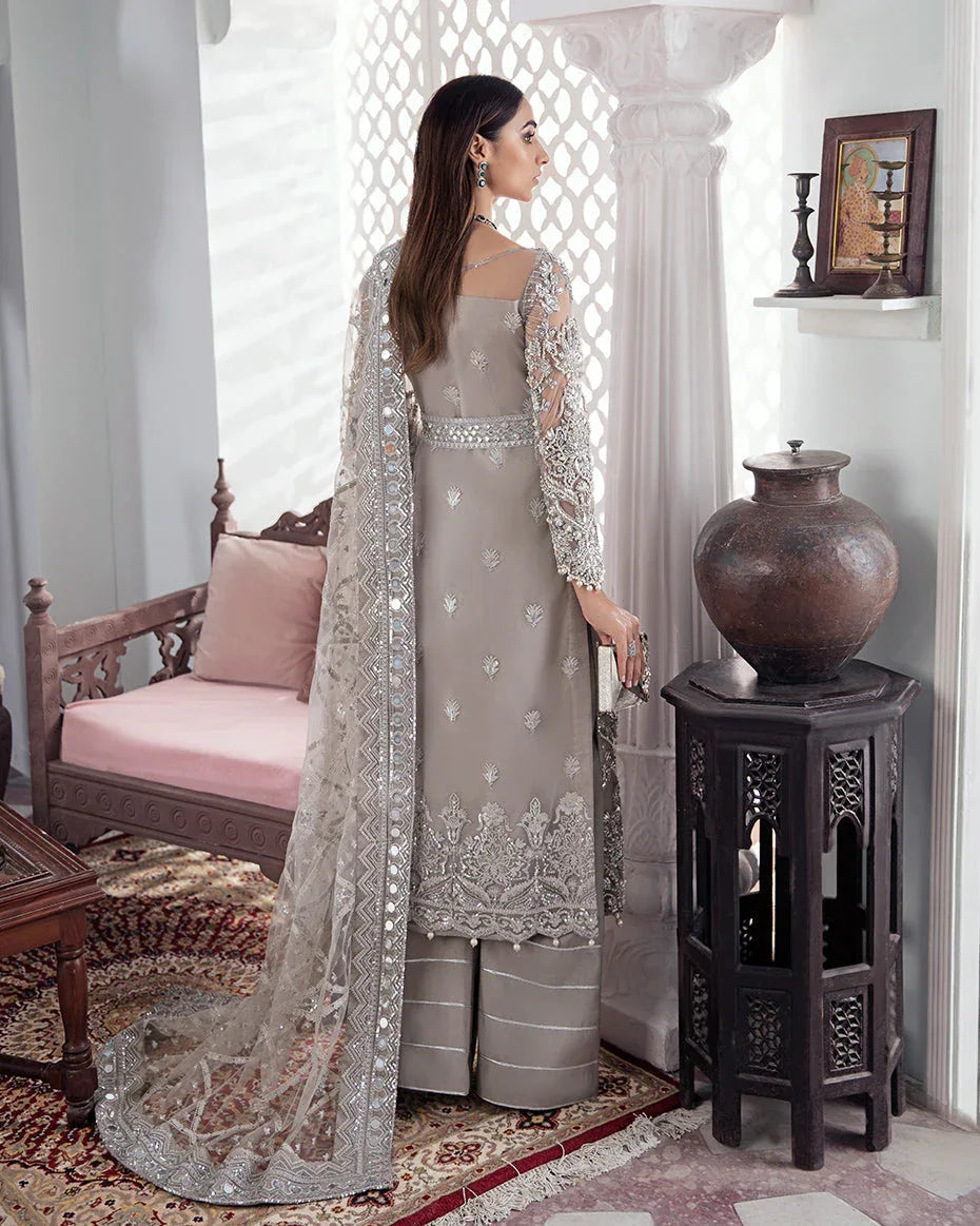 Gulaal | Wedding Formals | Gulnoor Embroidered Net 3-Piece Suit WS-18 - Aqsa Fabrics