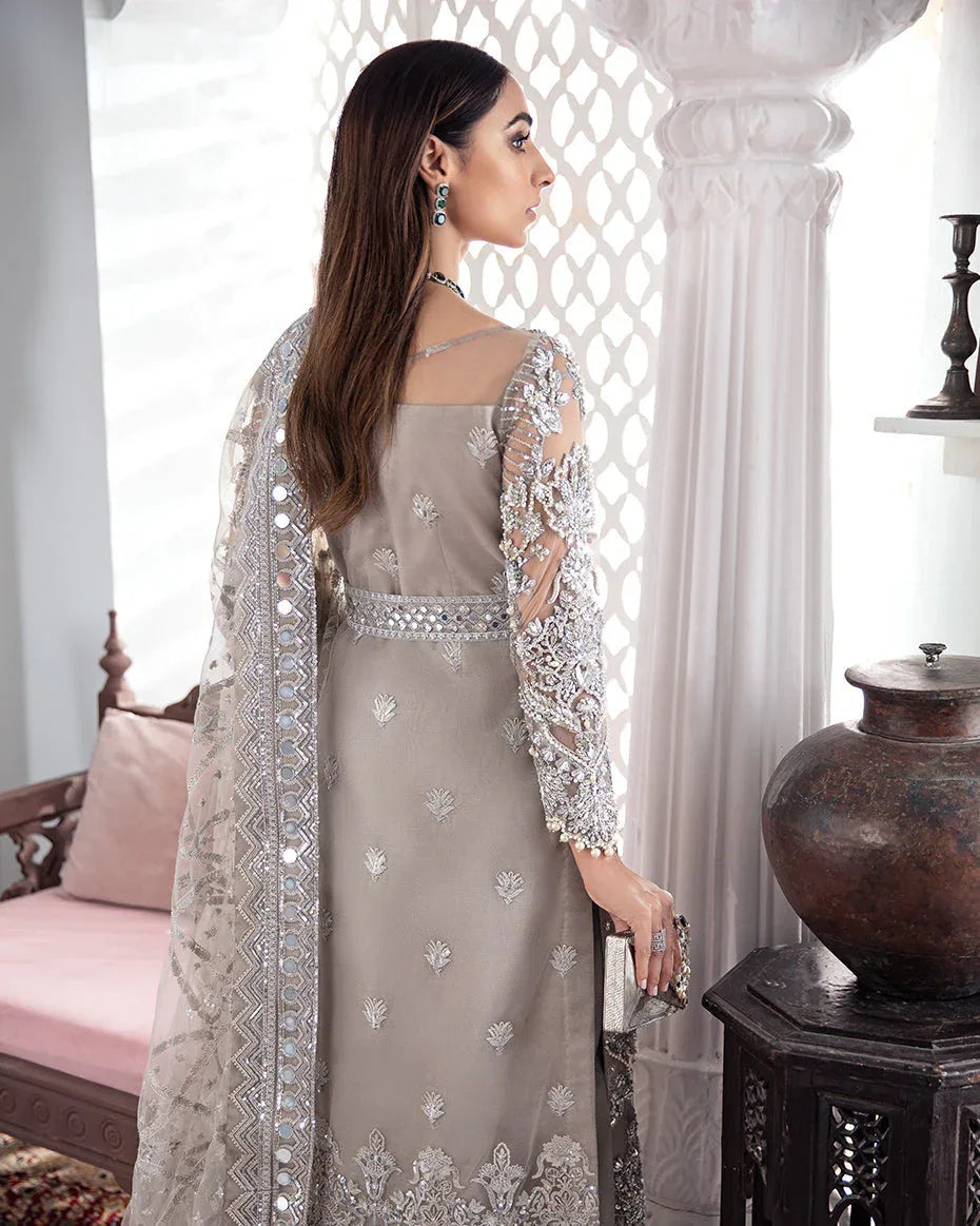 Gulaal | Wedding Formals | Gulnoor Embroidered Net 3-Piece Suit WS-18 - Aqsa Fabrics