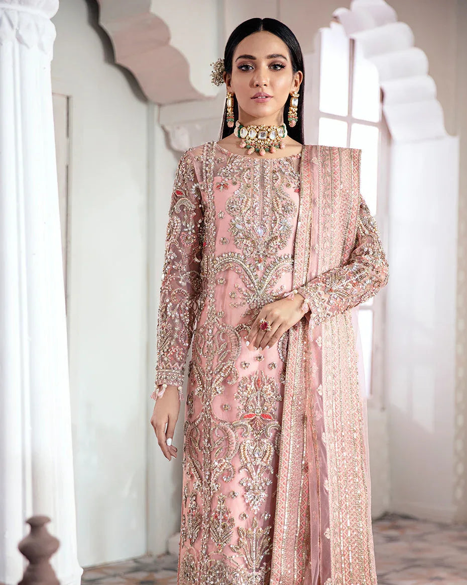 Gulaal | Wedding Formals | ARJUMAND EMBROIDERED NET 3-PIECE SUIT WS-15 - Aqsa Fabrics