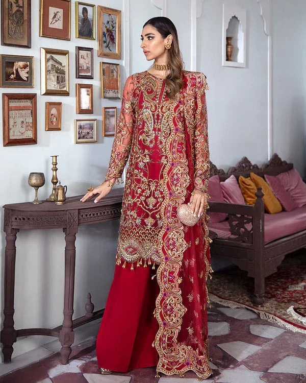 Gulaal | Wedding Formals | Tamanah Embroidered Net 3-Piece Suit WS-12 - Aqsa Fabrics