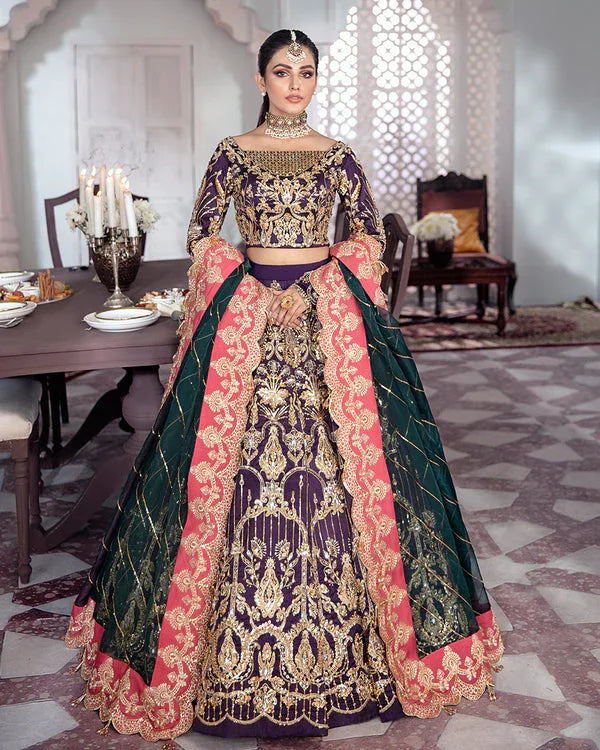 Gulaal | Wedding Formals | KEHKSHAN EMBROIDERED NET 3-PIECE SUIT WS-14 - Aqsa Fabrics