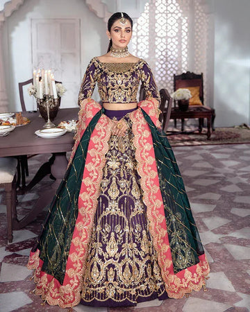Gulaal | Wedding Formals | KEHKSHAN EMBROIDERED NET 3-PIECE SUIT WS-14 - Aqsa Fabrics