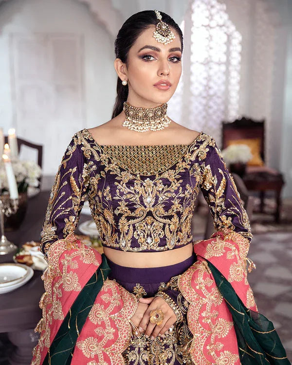 Gulaal | Wedding Formals | KEHKSHAN EMBROIDERED NET 3-PIECE SUIT WS-14 - Aqsa Fabrics