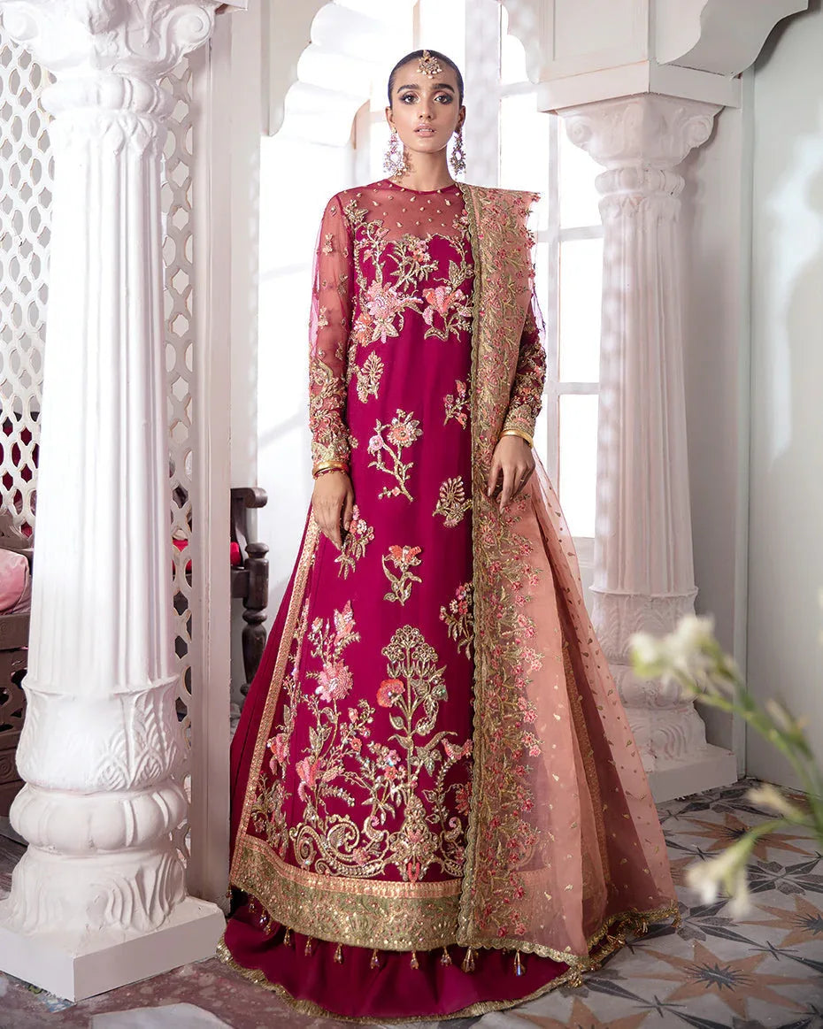 Gulaal | Wedding Formals | CHAMELI EMBROIDERED NET 3-PIECE SUIT WS-10 - Aqsa Fabrics