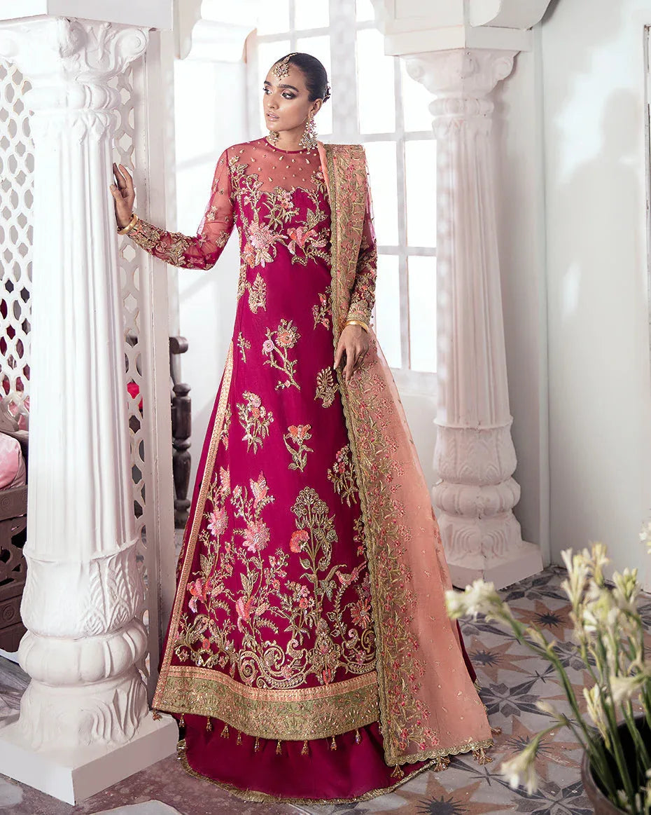 Gulaal | Wedding Formals | CHAMELI EMBROIDERED NET 3-PIECE SUIT WS-10 - Aqsa Fabrics
