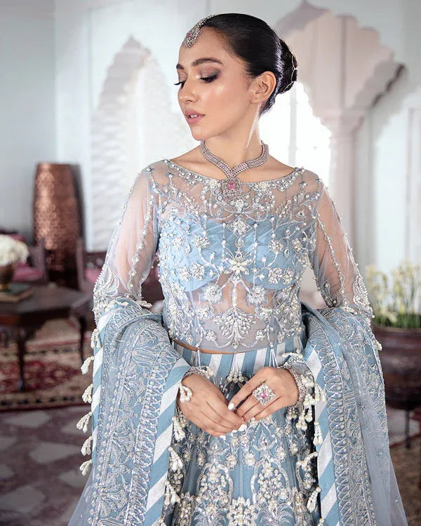 Gulaal | Wedding Formals | Mehnaaz Embroidered Net 3-Piece Suit WS-13 - Aqsa Fabrics