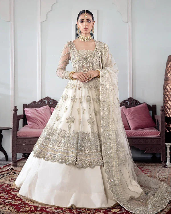 Gulaal | Wedding Formals | MEERAL EMBROIDERED NET 3-PIECE SUIT WS-22 - Aqsa Fabrics