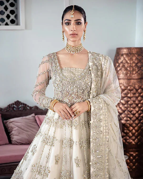 Gulaal | Wedding Formals | MEERAL EMBROIDERED NET 3-PIECE SUIT WS-22 - Aqsa Fabrics