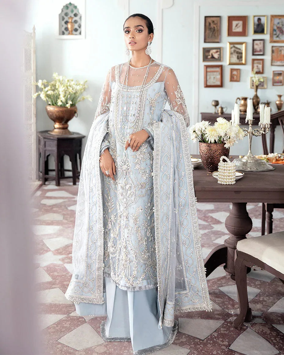 Gulaal | Wedding Formals | SAIKA EMBROIDERED NET 3-PIECE SUIT WS-20 - Aqsa Fabrics