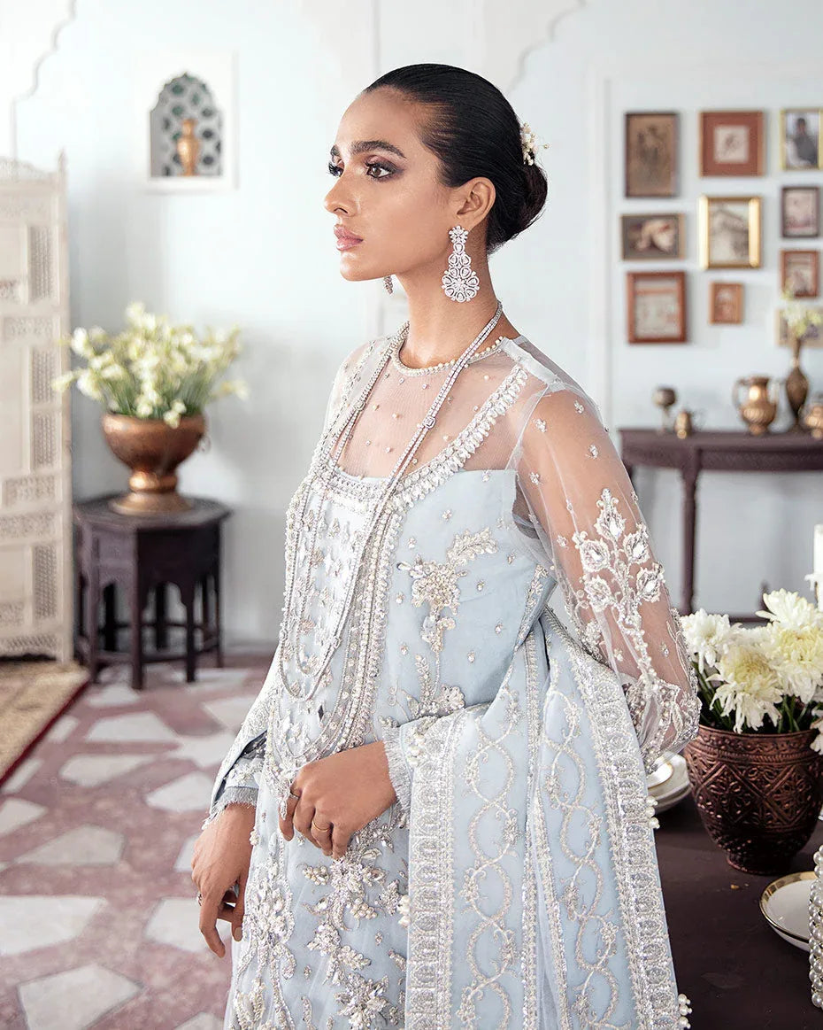 Gulaal | Wedding Formals | SAIKA EMBROIDERED NET 3-PIECE SUIT WS-20 - Aqsa Fabrics