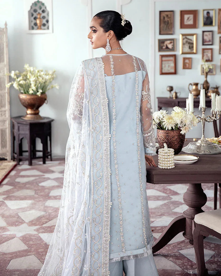 Gulaal | Wedding Formals | SAIKA EMBROIDERED NET 3-PIECE SUIT WS-20 - Aqsa Fabrics