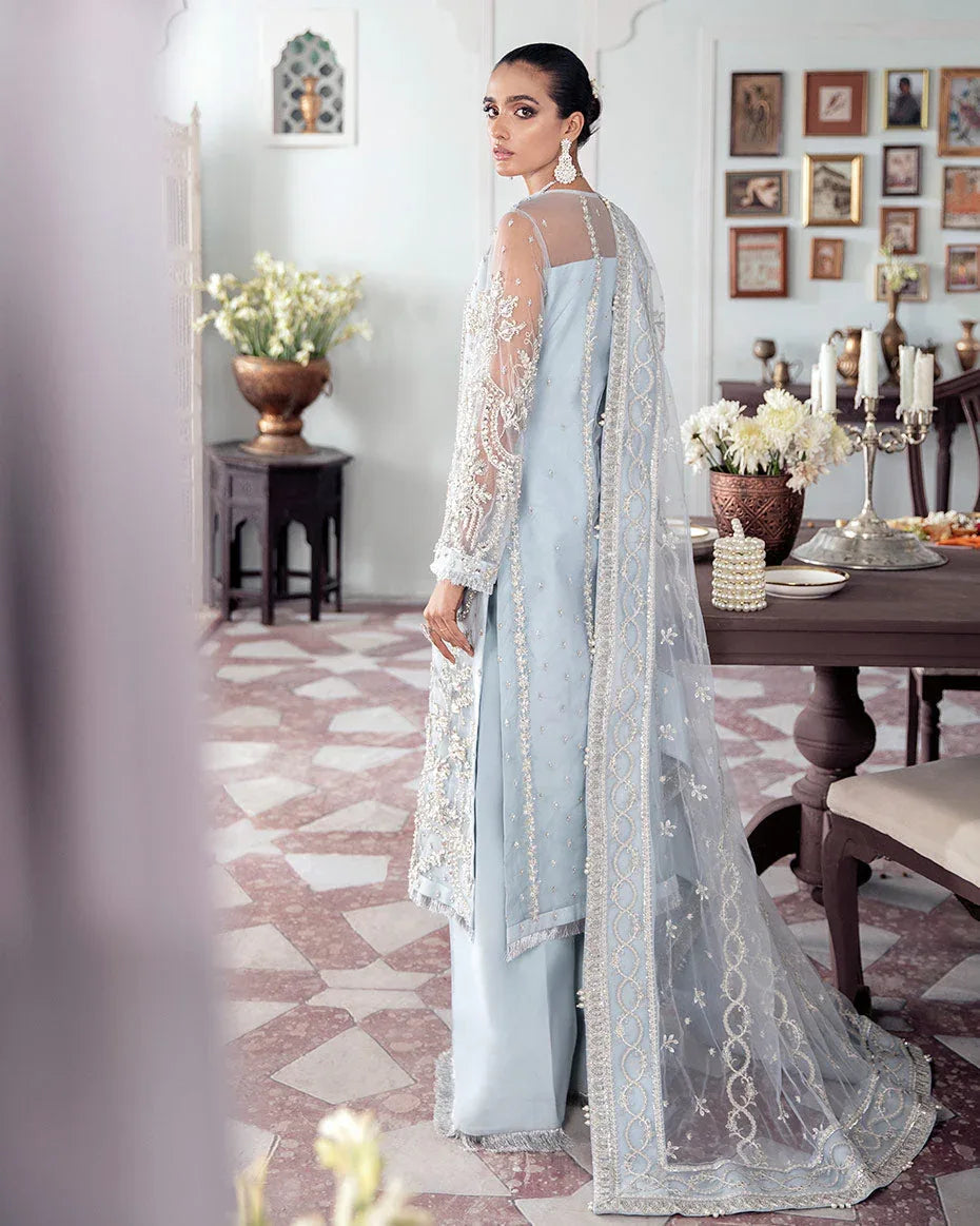 Gulaal | Wedding Formals | SAIKA EMBROIDERED NET 3-PIECE SUIT WS-20 - Aqsa Fabrics