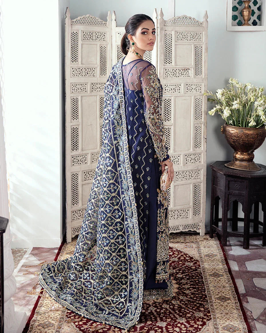 Gulaal | Wedding Formals | QAYINAAT EMBROIDERED NET 3-PIECE SUIT WS-16 - Aqsa Fabrics