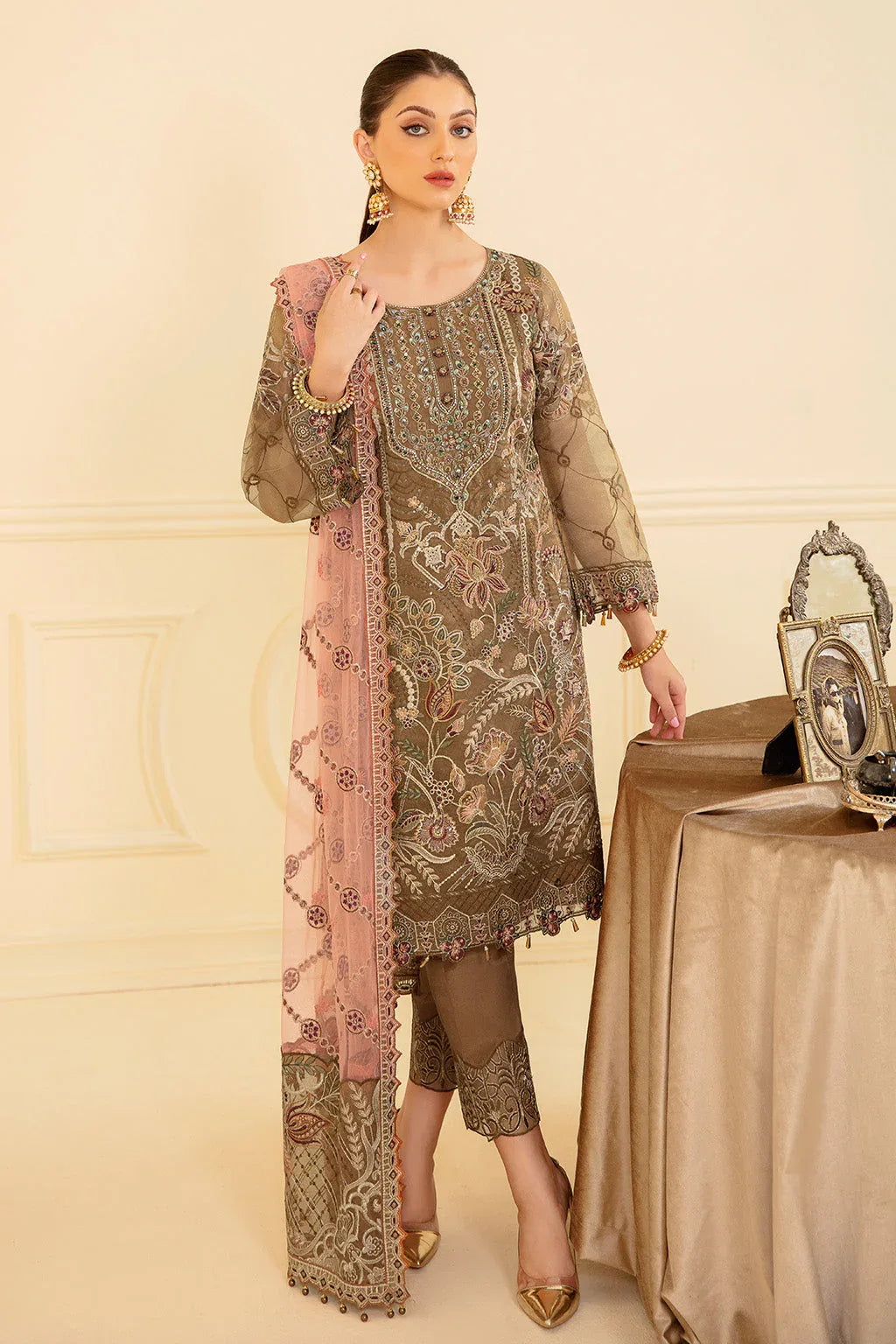 Ramsha | Minhal Organza Collection | M-705 - Aqsa Fabrics