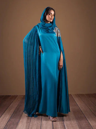 Zainab Chottani | The Kaftan Edit | Teal Waves - Aqsa Fabrics