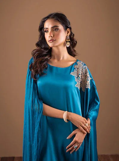 Zainab Chottani | The Kaftan Edit | Teal Waves - Aqsa Fabrics