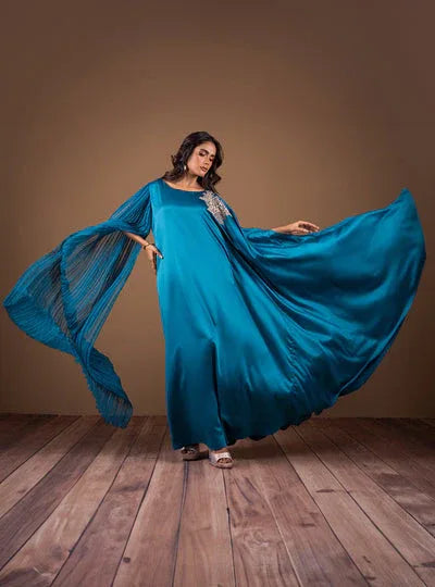 Zainab Chottani | The Kaftan Edit | Teal Waves - Aqsa Fabrics
