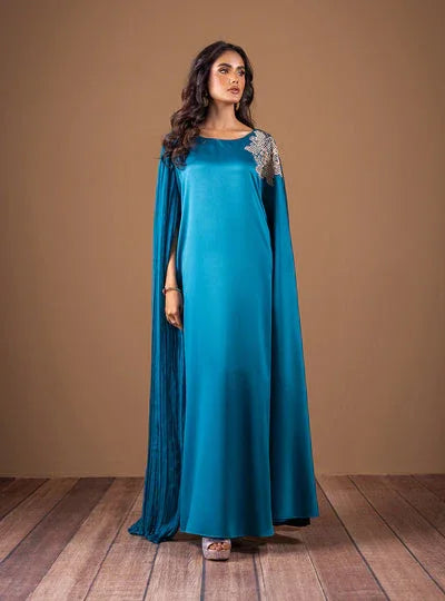 Zainab Chottani | The Kaftan Edit | Teal Waves - Aqsa Fabrics
