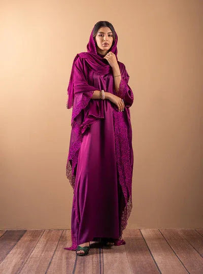 Zainab Chottani | The Kaftan Edit | Plum Flame - Aqsa Fabrics
