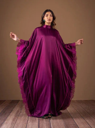 Zainab Chottani | The Kaftan Edit | Plum Flame - Aqsa Fabrics