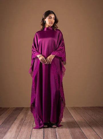 Zainab Chottani | The Kaftan Edit | Plum Flame - Aqsa Fabrics
