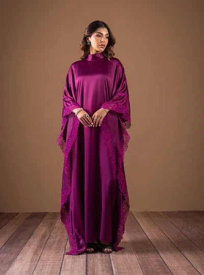 Zainab Chottani | The Kaftan Edit | Plum Flame - Aqsa Fabrics