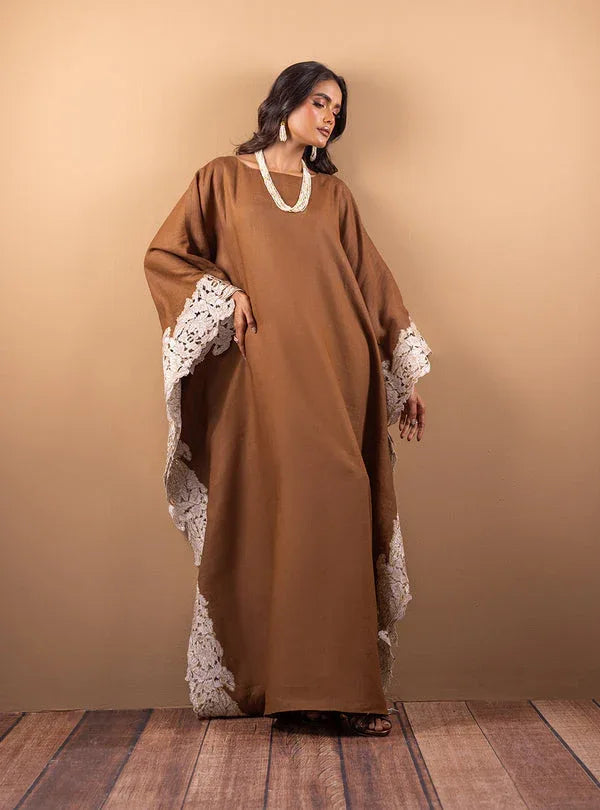 Zainab Chottani | The Kaftan Edit | Cinnamon Sand - Aqsa Fabrics