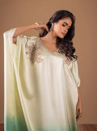 Zainab Chottani | The Kaftan Edit | Aqua Flame - Aqsa Fabrics