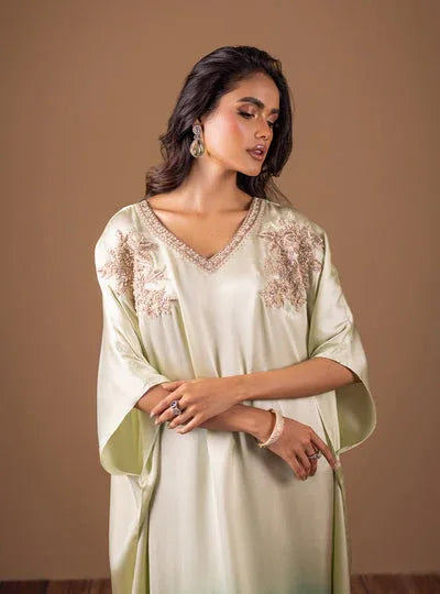 Zainab Chottani | The Kaftan Edit | Aqua Flame - Aqsa Fabrics